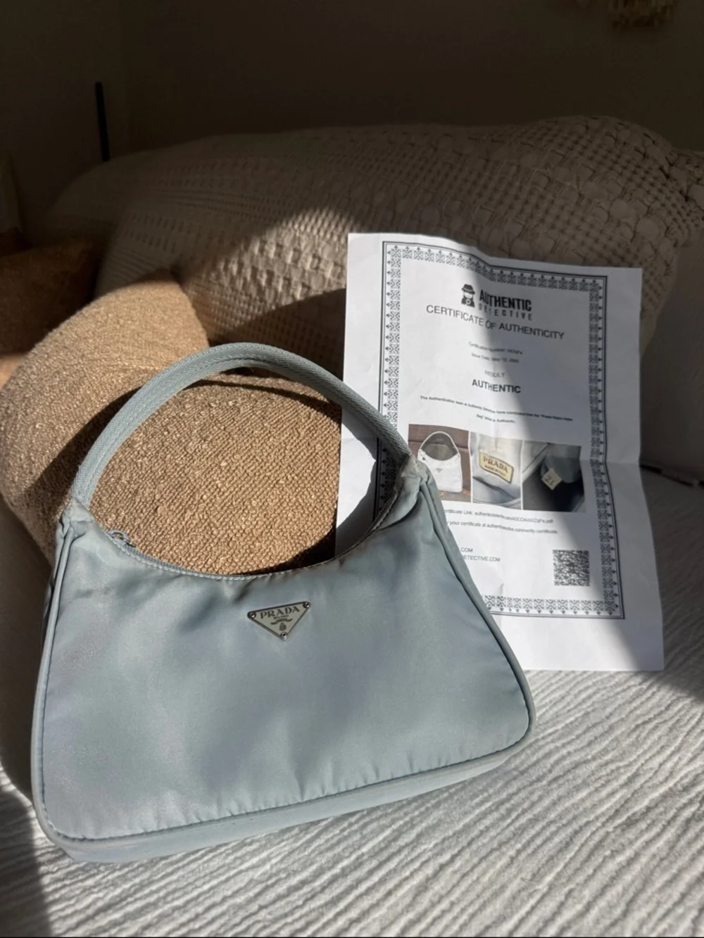 Prada Baby Blue Nylon Mini Shoulder Bag Y2K Authenticated w/ COA - Picture 4 of 11